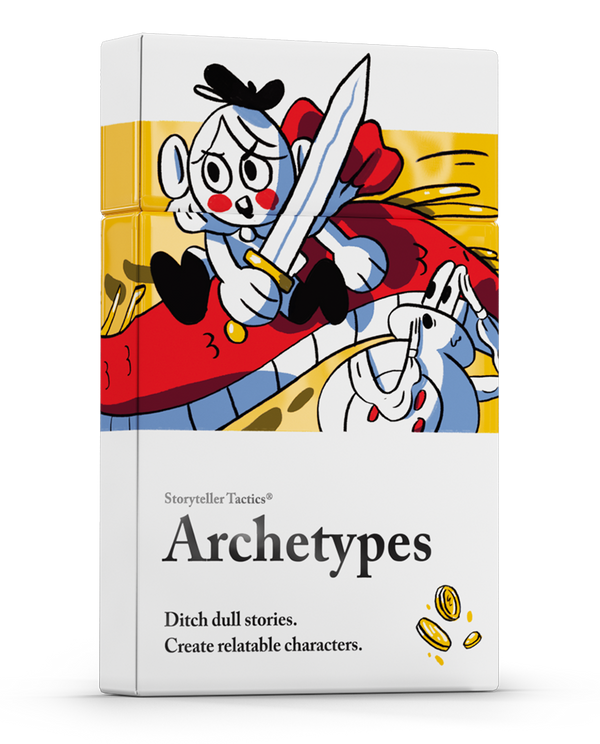 Archetypes card deck box showing retro cartoon warrior character with sword